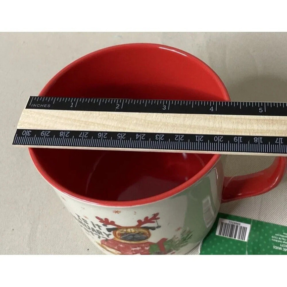 Pug Dog Puppy Mug Cup Ceramic Is It January Yet?? 17 Oz‎ NEW Sleigh Bell - Picture 6 of 6